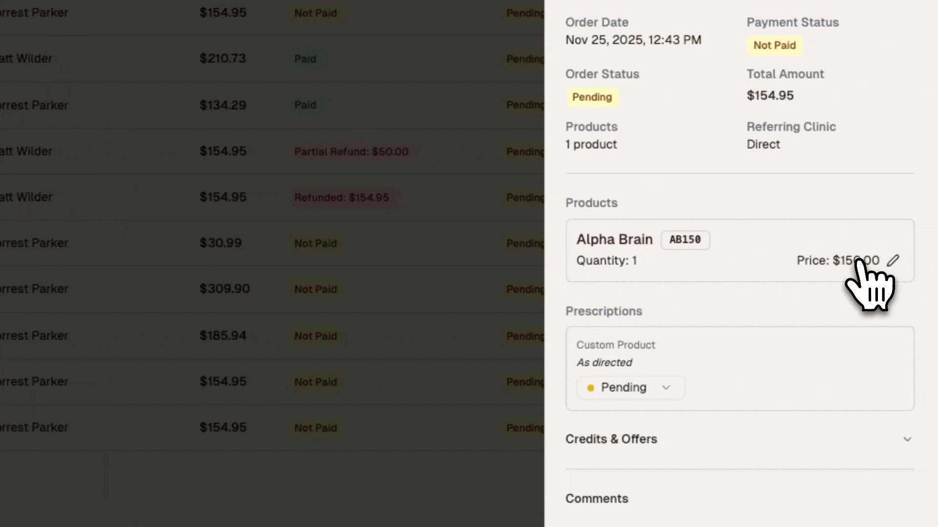 Changing Order Item Price